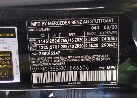 2021 Mercedes-Benz Glc 300 4Matic Coupe из США, поврежденный, VIN W1N0J8EBXMF866676